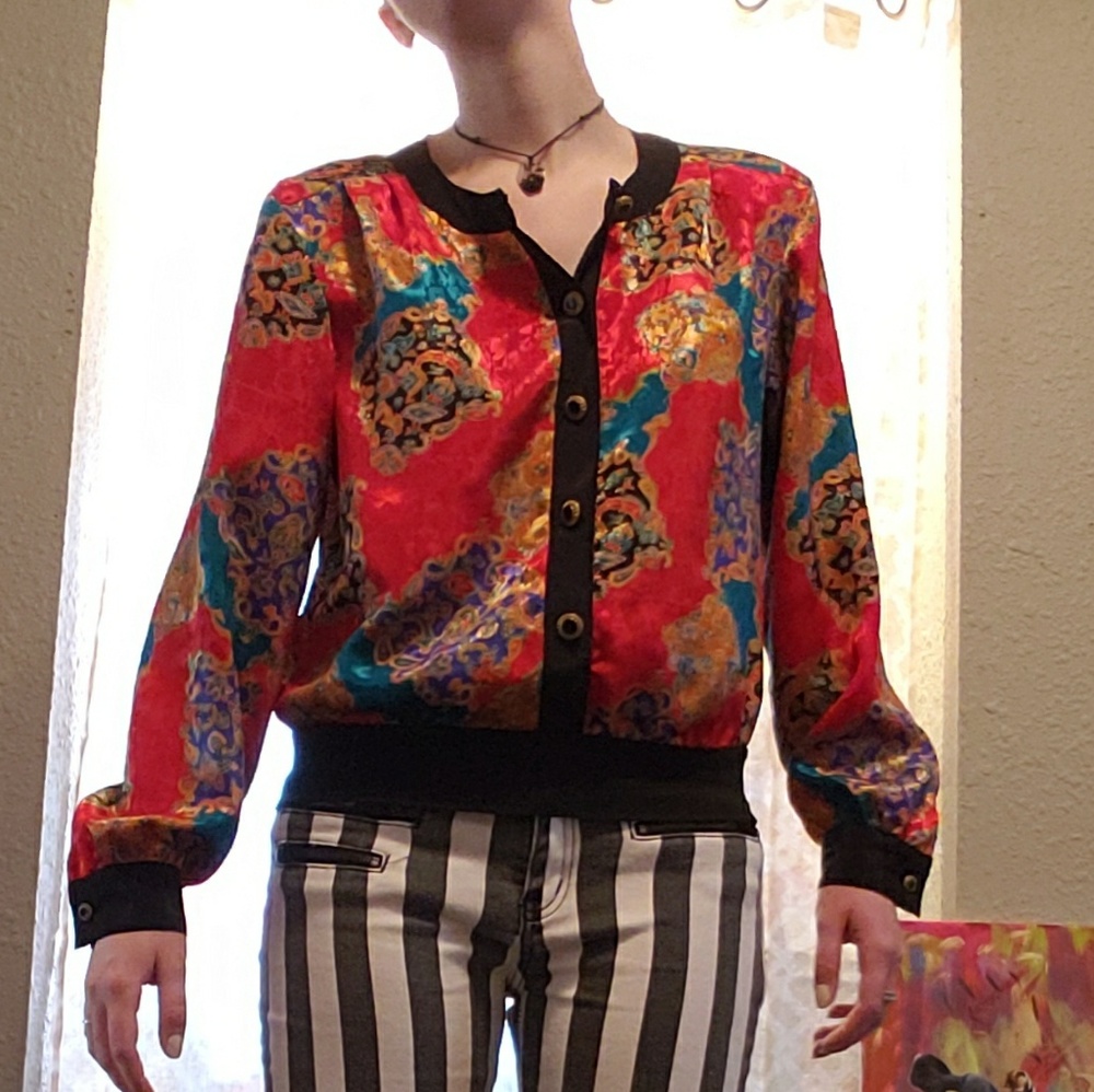 Vintage Silky button up puff shirt